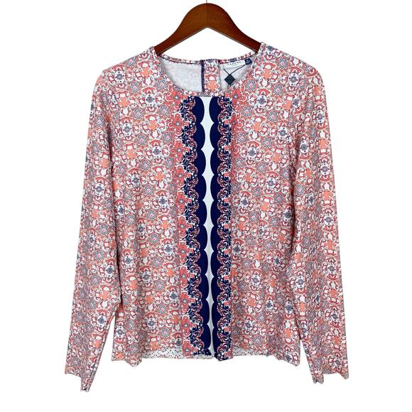 Cabana Life Other - Cabana Life Long Sleeve Rash Guard Pink Blue Swim Top Women's XL